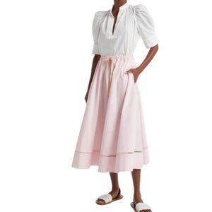 G. Label by Goop LOUISE DRAWSTRING WAIST MID LENGTH SKIRT